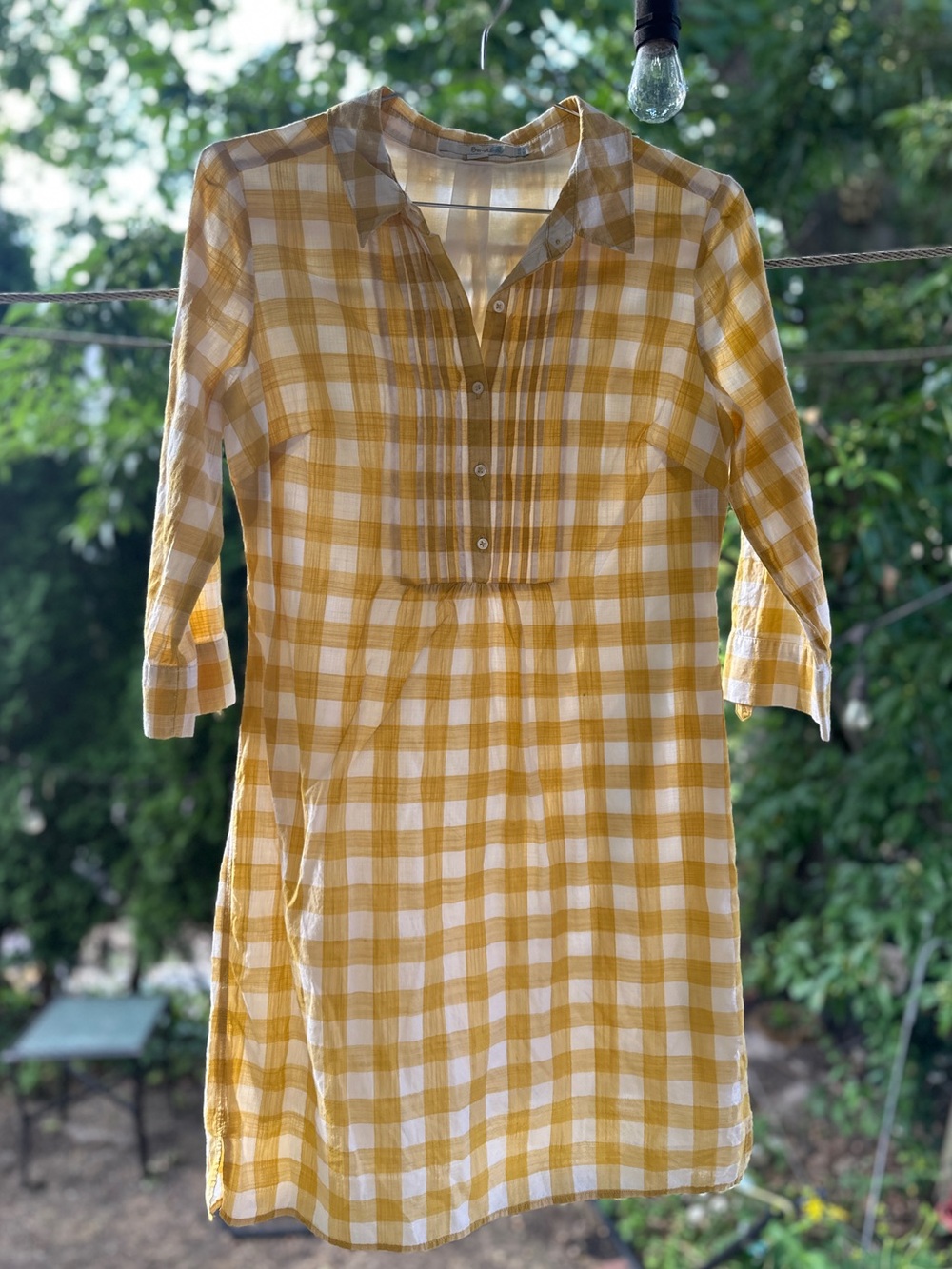 Boden Yellow and White Gingham Midi Shirtdress